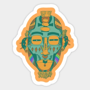 Mountain Green African Mask 5 Sticker